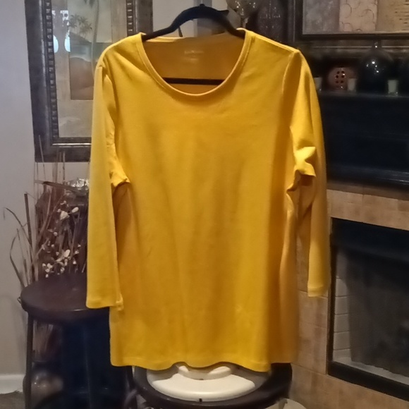 NWT KIM ROGERS gold crew neck 3/4 blouse Size XL - Picture 3 of 8